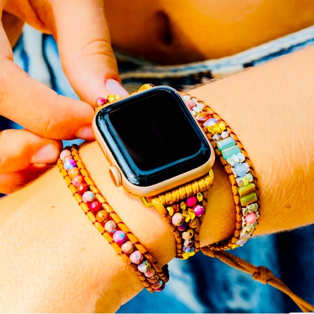 **SOLD** Gorgeous BOHO gem stone wrap bracelet for APPLE WATCH